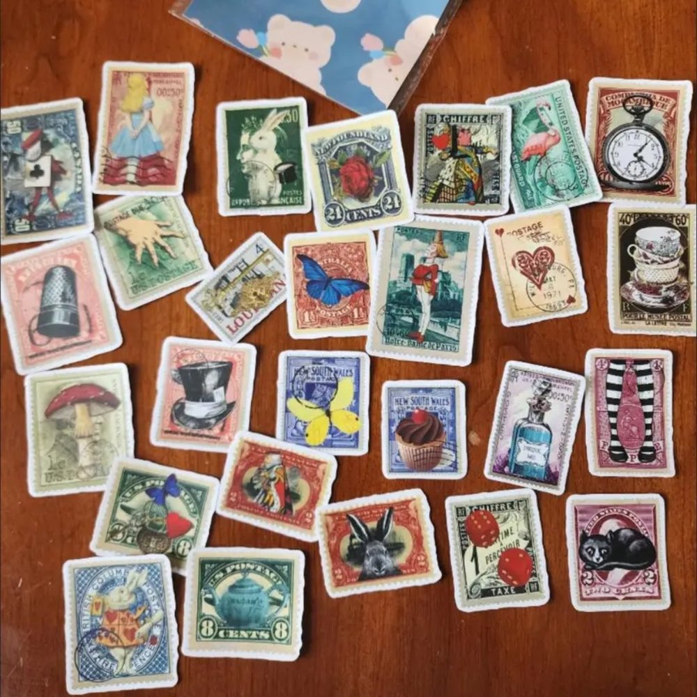 27pcs Alice in Wonderland Theme Stickers - Scrapbook Decals
